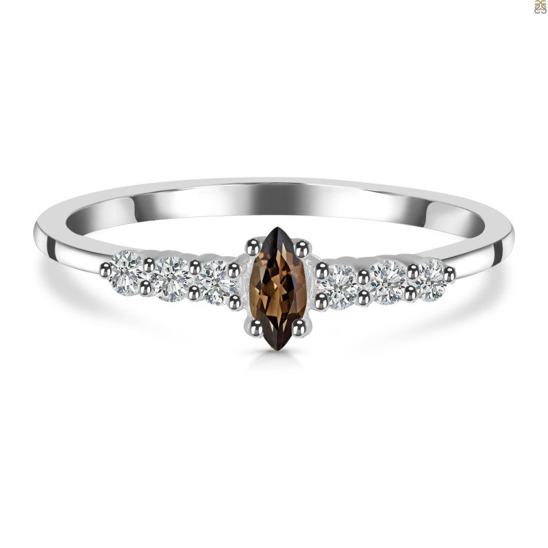 Smoky & White Topaz Ring SMY-RDR-2532.