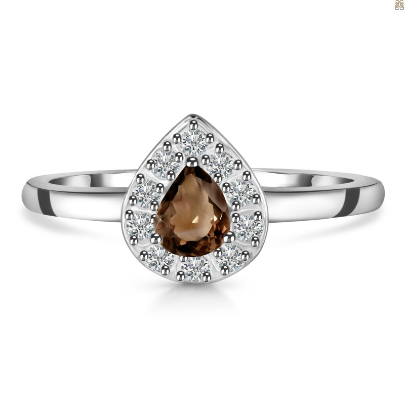 Smoky & White Topaz Ring SMY-RDR-2535.