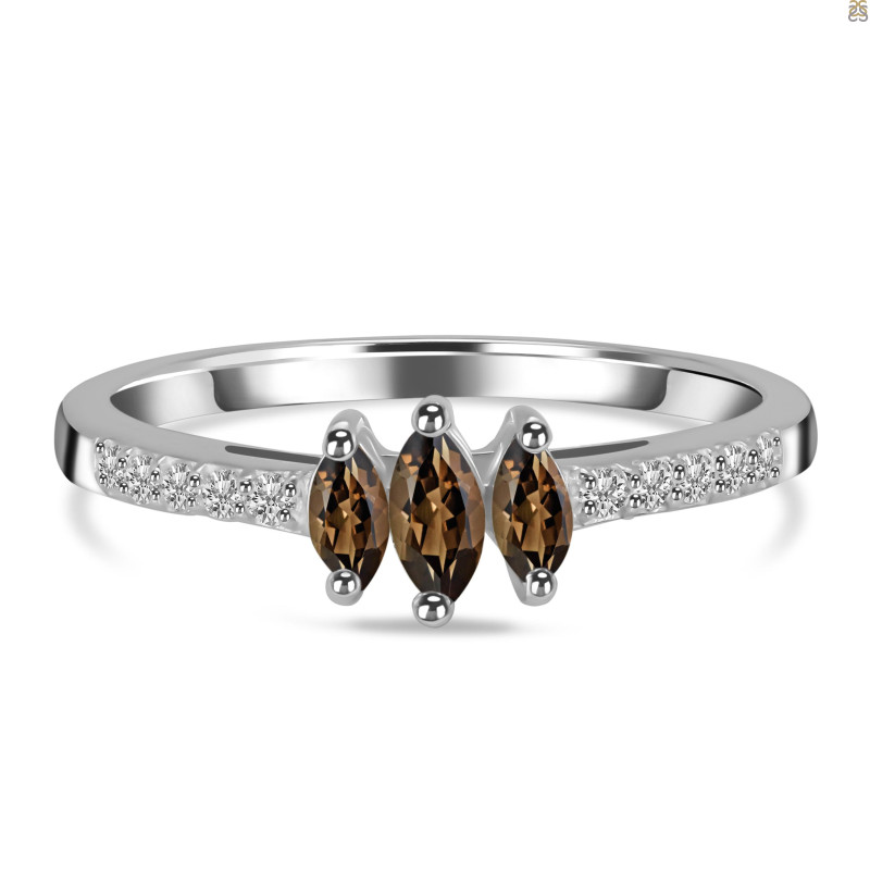 Smoky & White Topaz Ring SMY-RDR-2540.