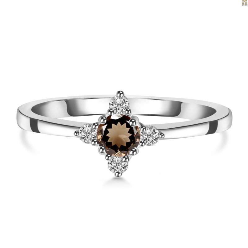 Smoky & White Topaz Ring SMY-RDR-2541.