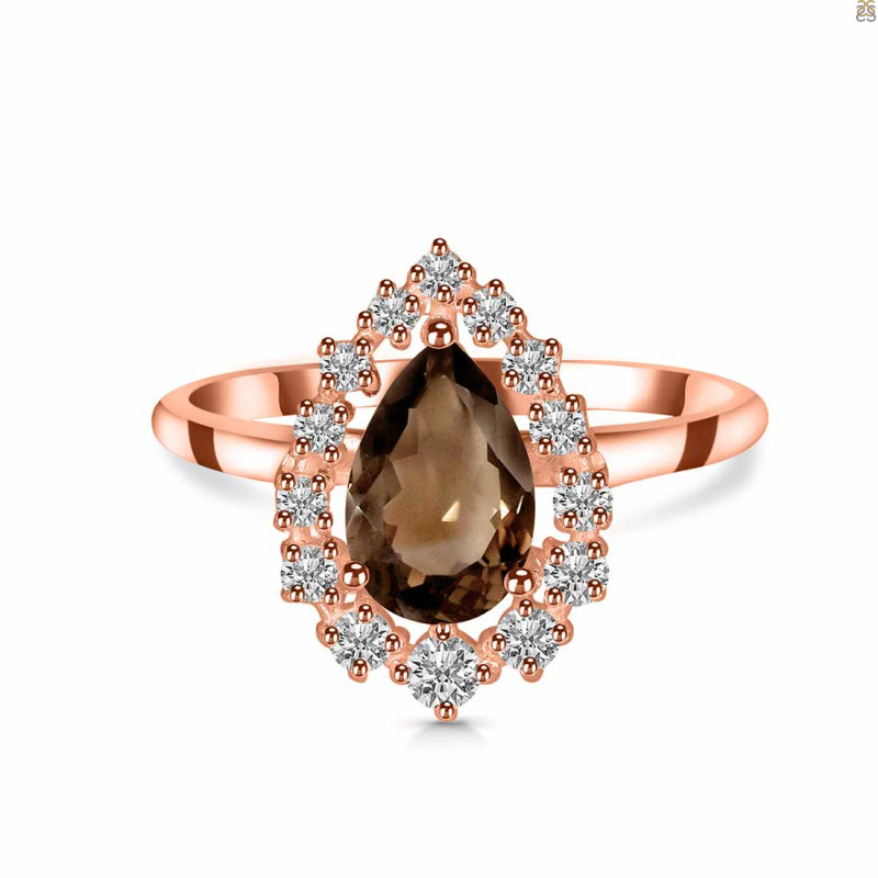 Smoky & White Topaz Ring SMY-RDR-2770.