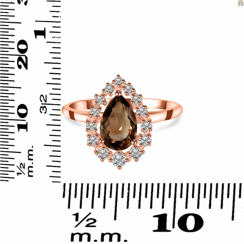 Smoky & White Topaz Ring SMY-RDR-2770.