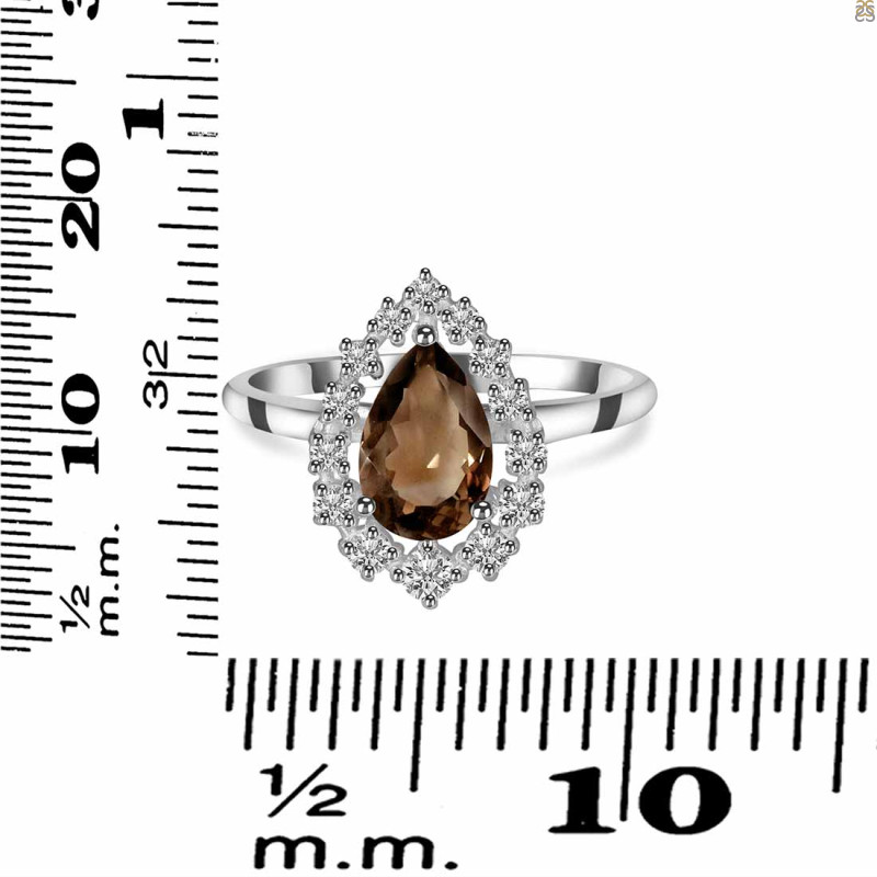 Smoky & White Topaz Ring SMY-RDR-2770.