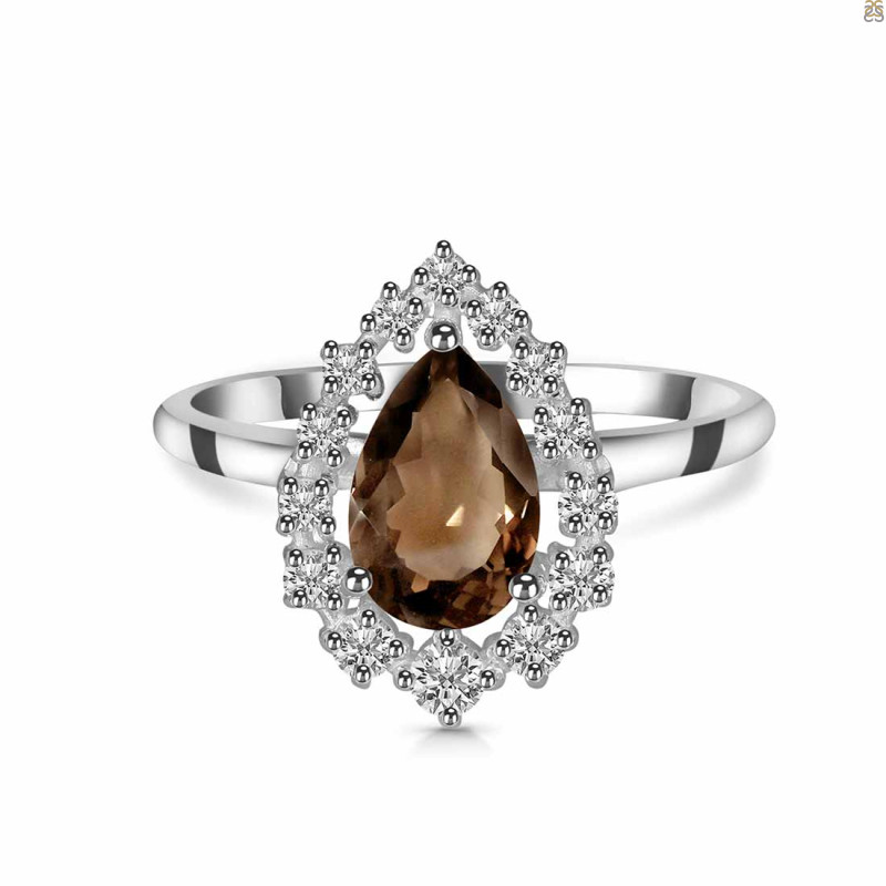 Smoky & White Topaz Ring SMY-RDR-2770.