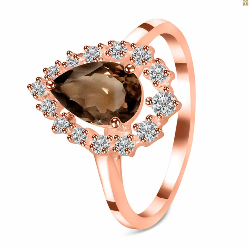 Smoky & White Topaz Ring SMY-RDR-2770.