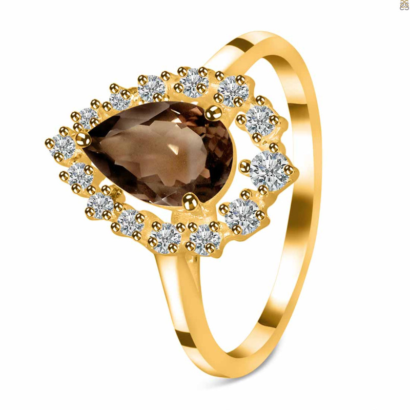 Smoky & White Topaz Ring SMY-RDR-2770.