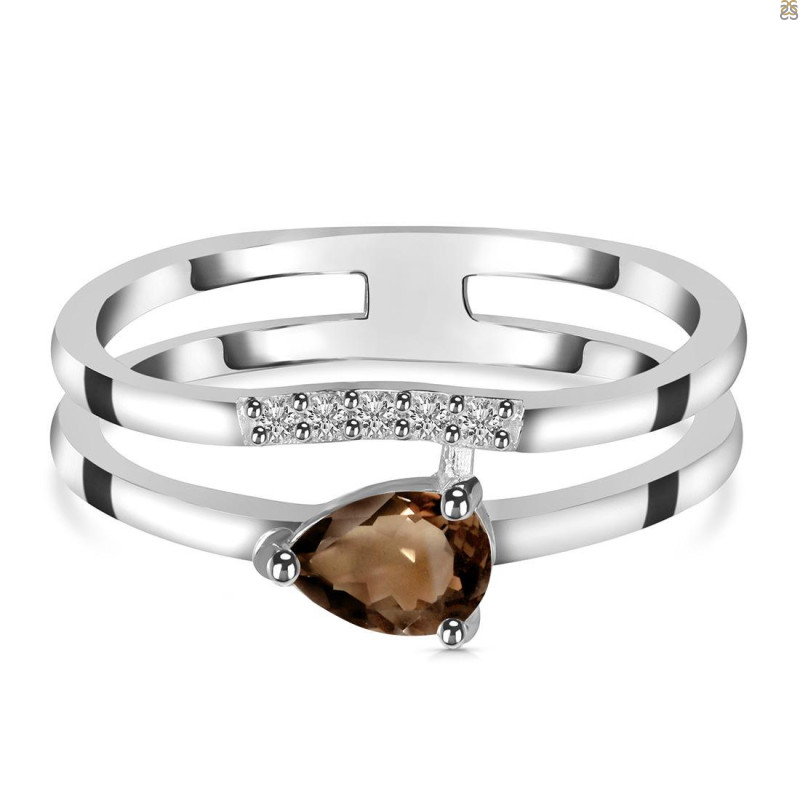 Smoky & White Topaz Ring SMY-RDR-2862.