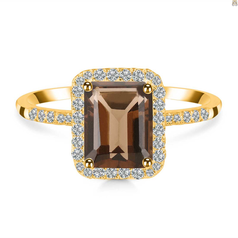 Smoky & White Topaz Ring SMY-RDR-3071.