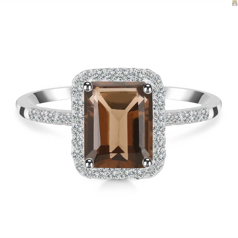 Smoky & White Topaz Ring SMY-RDR-3071.