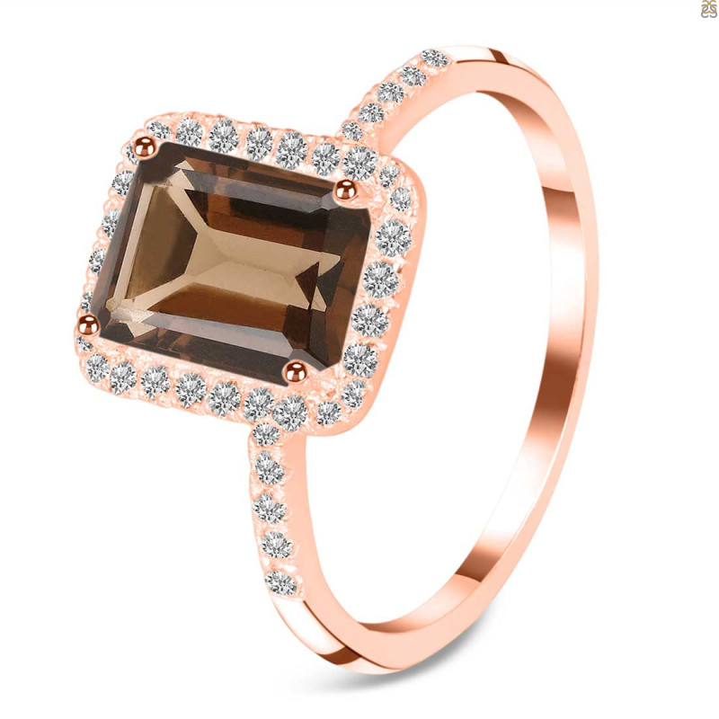 Smoky & White Topaz Ring SMY-RDR-3071.