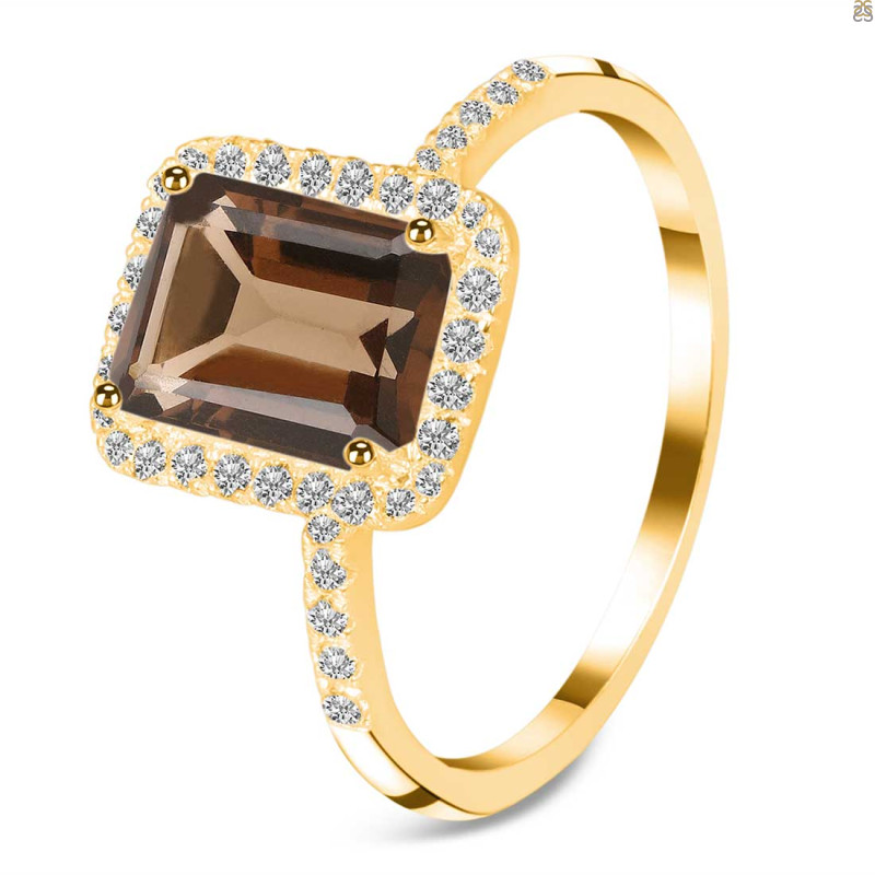 Smoky & White Topaz Ring SMY-RDR-3071.