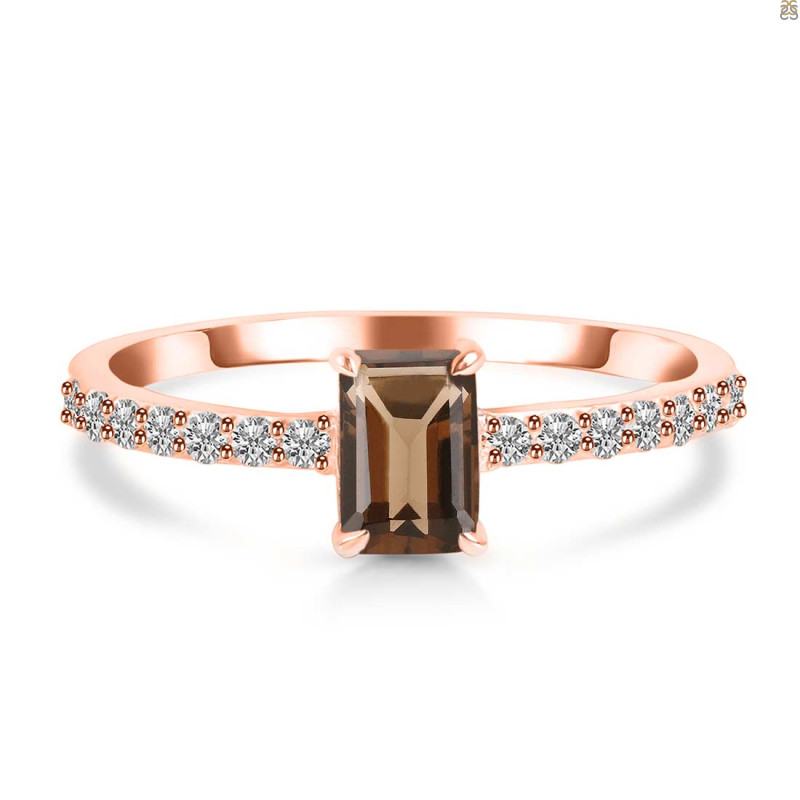 Smoky & White Topaz Ring SMY-RDR-3118.