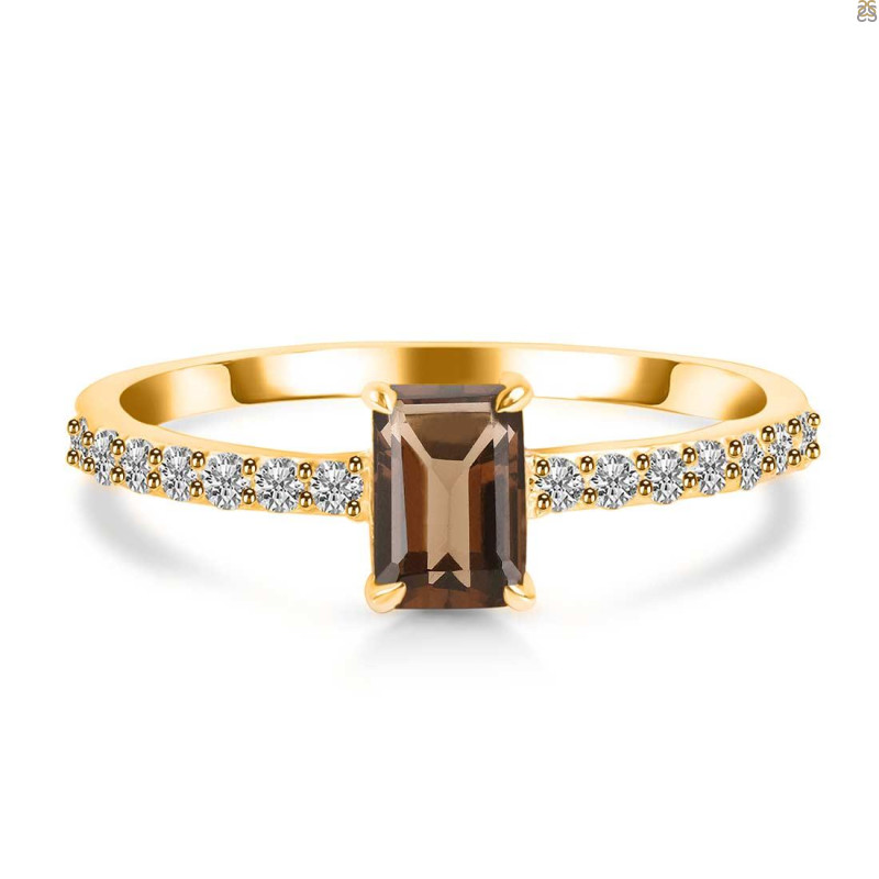 Smoky & White Topaz Ring SMY-RDR-3118.