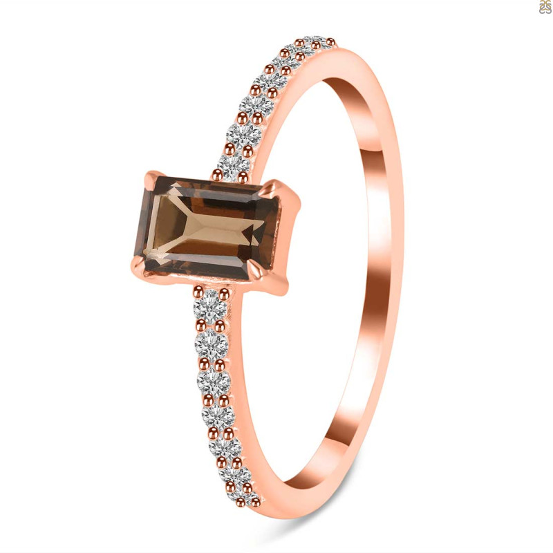 Smoky & White Topaz Ring SMY-RDR-3118.