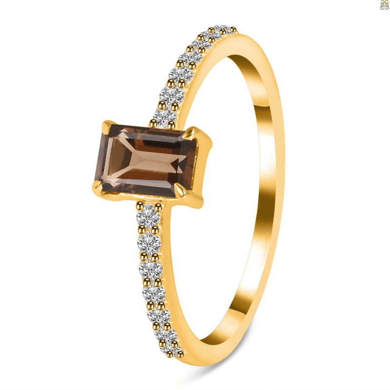 Smoky & White Topaz Ring SMY-RDR-3118.