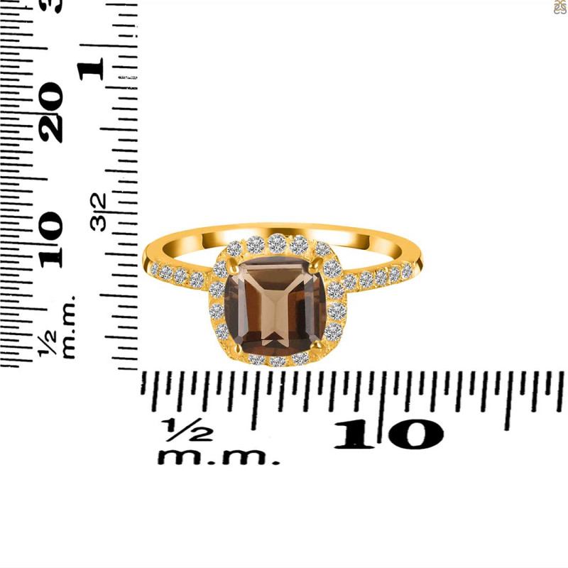 Smoky & White Topaz Ring SMY-RDR-3119.