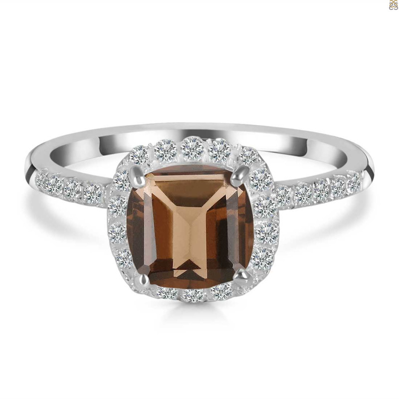 Smoky & White Topaz Ring SMY-RDR-3119.