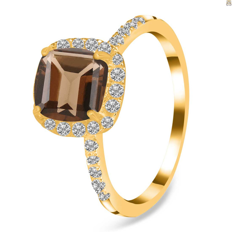 Smoky & White Topaz Ring SMY-RDR-3119.