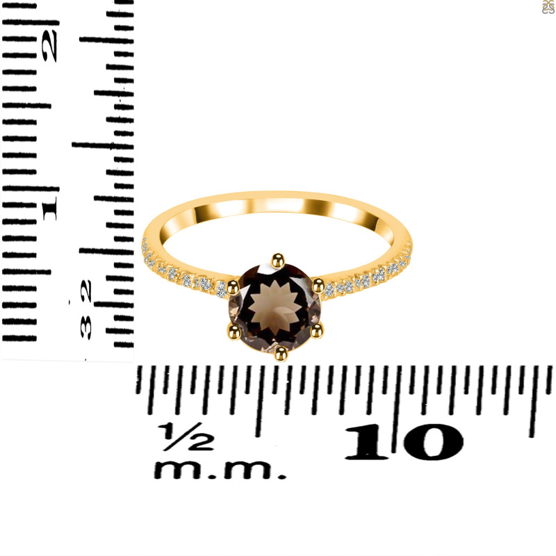 Smoky & White Topaz Ring SMY-RDR-3140.
