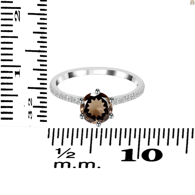 Smoky & White Topaz Ring SMY-RDR-3140.