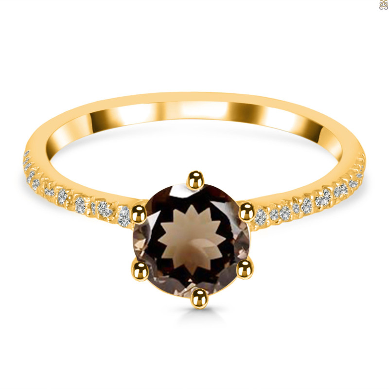 Smoky & White Topaz Ring SMY-RDR-3140.