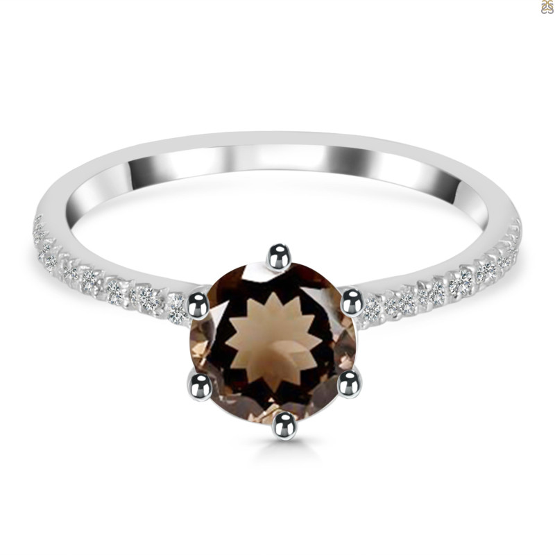 Smoky & White Topaz Ring SMY-RDR-3140.