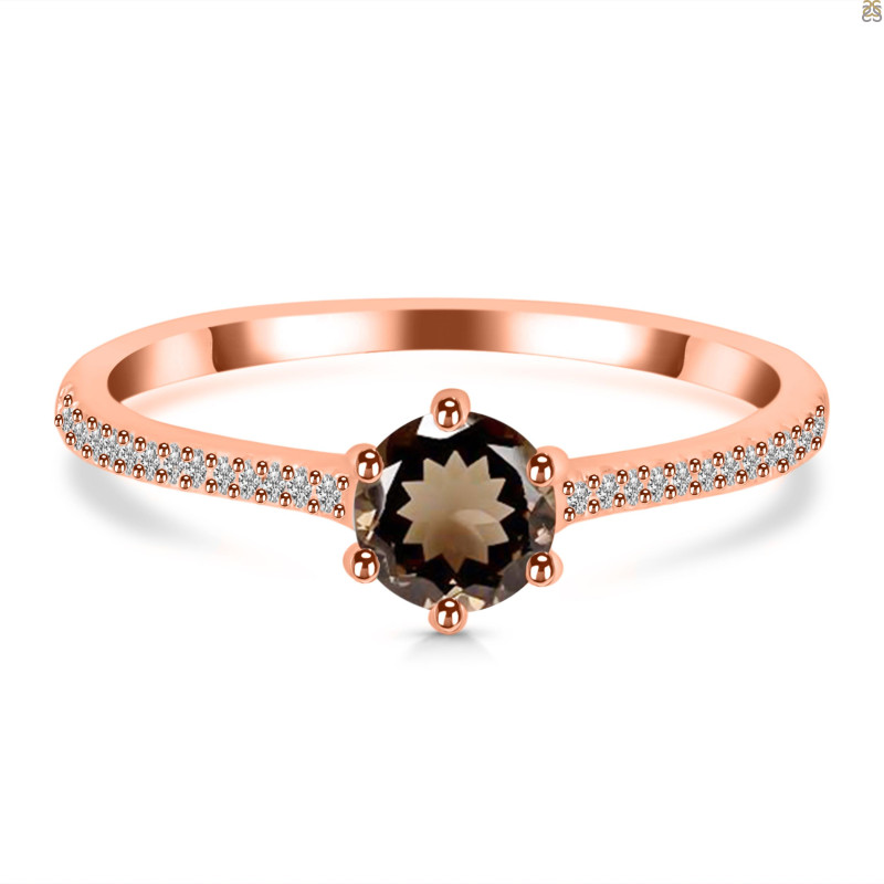 Smoky & White Topaz Ring SMY-RDR-3143.