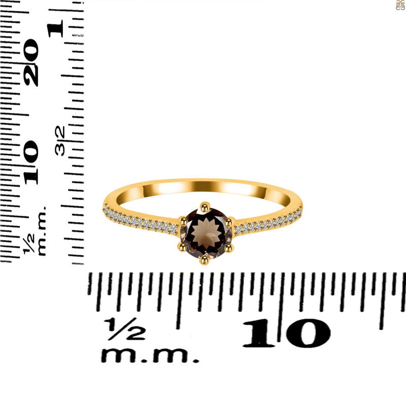 Smoky & White Topaz Ring SMY-RDR-3143.