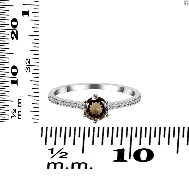Smoky & White Topaz Ring SMY-RDR-3143.