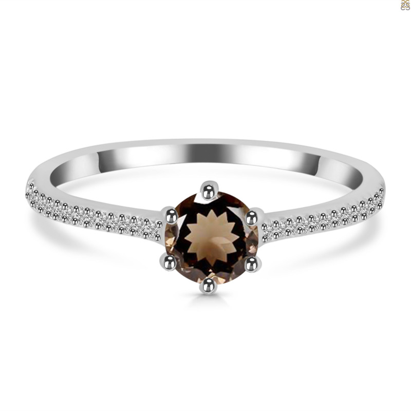 Smoky & White Topaz Ring SMY-RDR-3143.