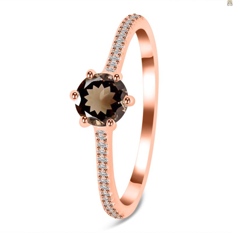 Smoky & White Topaz Ring SMY-RDR-3143.