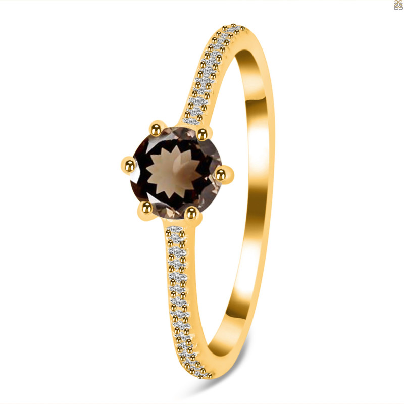 Smoky & White Topaz Ring SMY-RDR-3143.