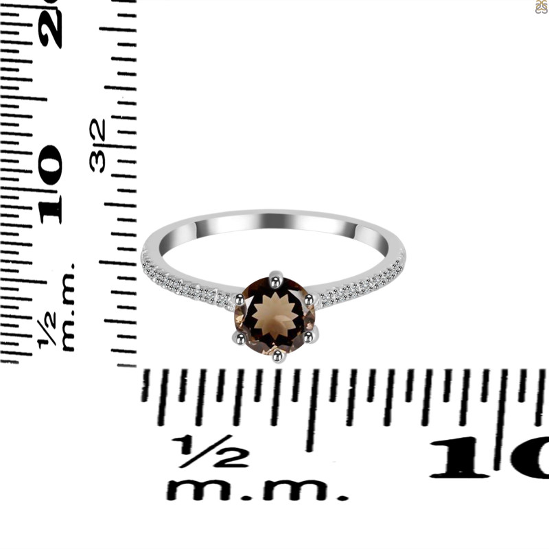Smoky & White Topaz Ring SMY-RDR-3144.