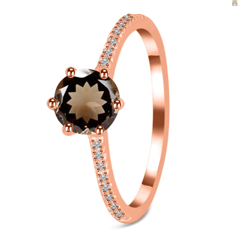 Smoky & White Topaz Ring SMY-RDR-3144.