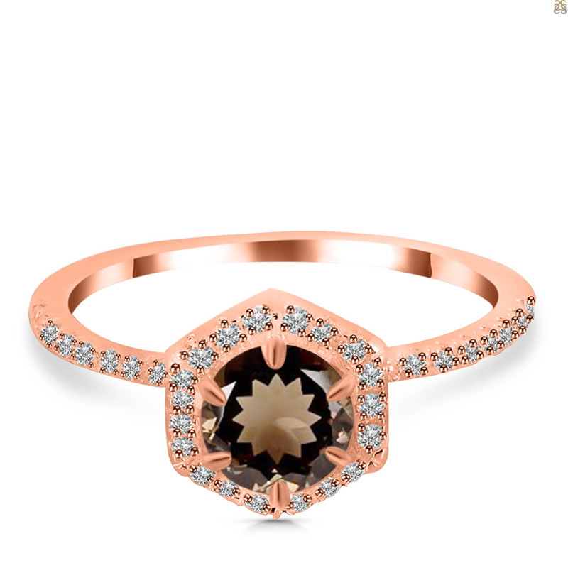 Smoky & White Topaz Ring SMY-RDR-3146.