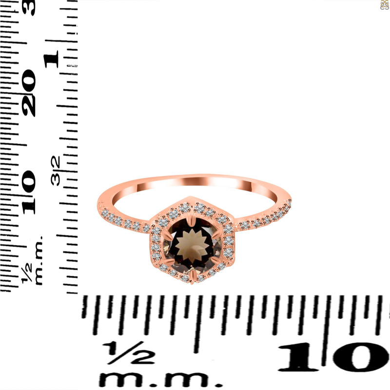 Smoky & White Topaz Ring SMY-RDR-3146.