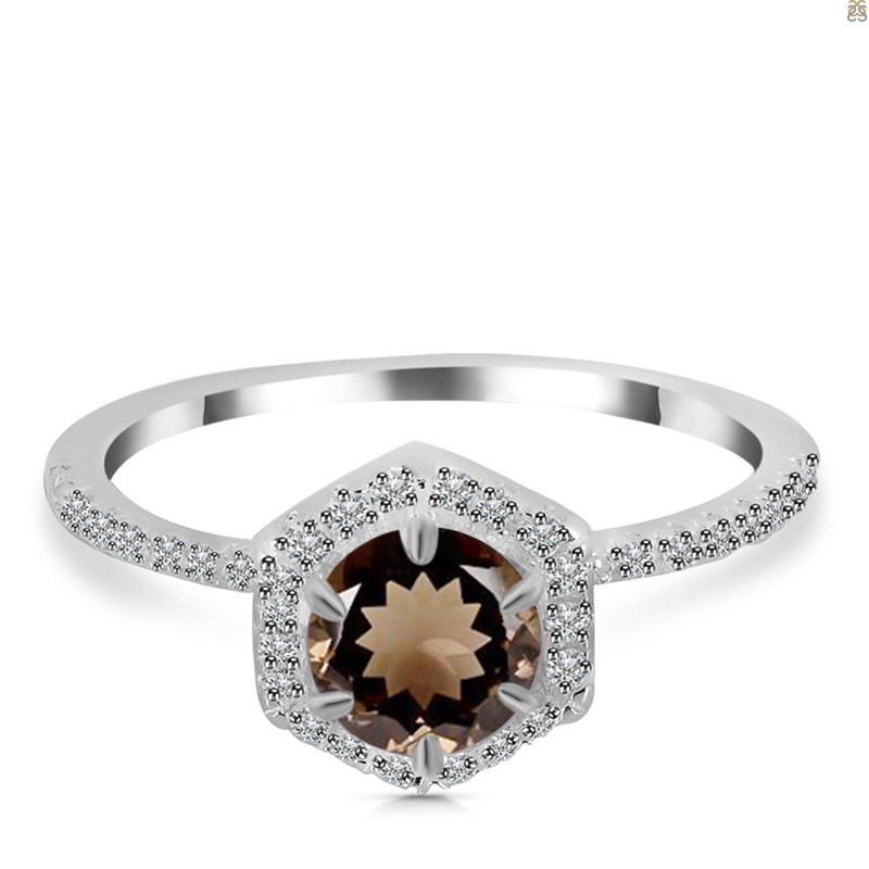 Smoky & White Topaz Ring SMY-RDR-3146.