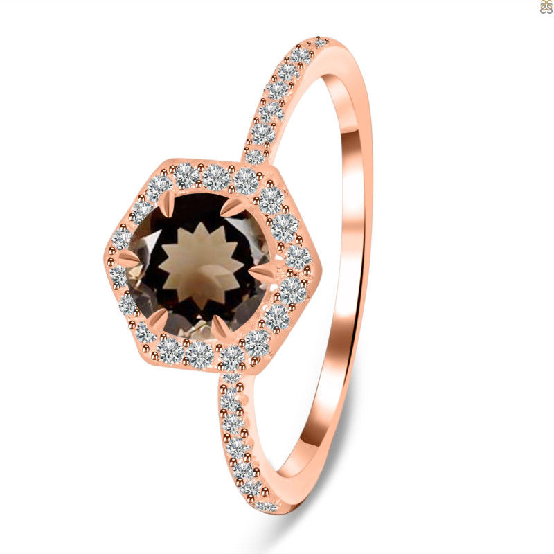 Smoky & White Topaz Ring SMY-RDR-3146.