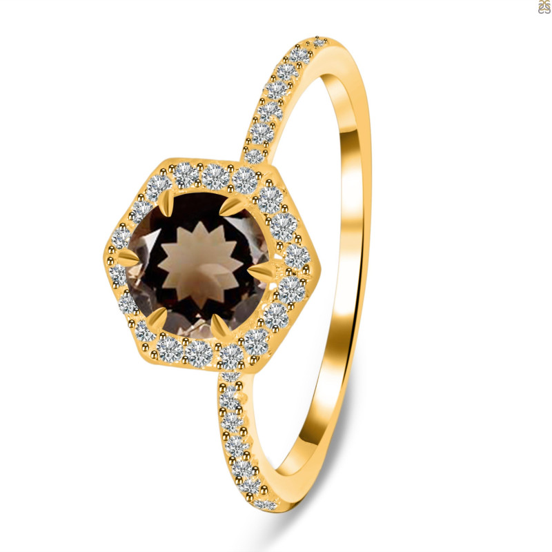 Smoky & White Topaz Ring SMY-RDR-3146.