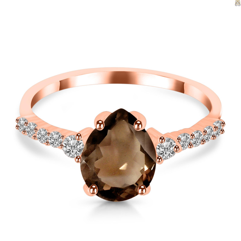 Smoky & White Topaz Ring SMY-RDR-3148.