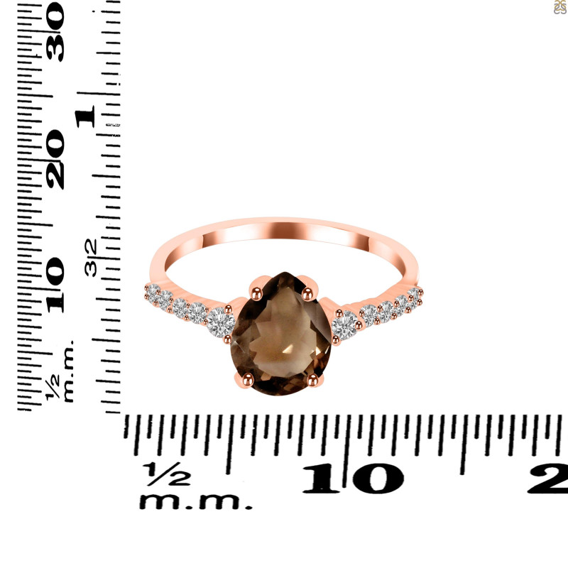 Smoky & White Topaz Ring SMY-RDR-3148.