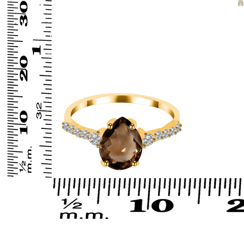 Smoky & White Topaz Ring SMY-RDR-3148.