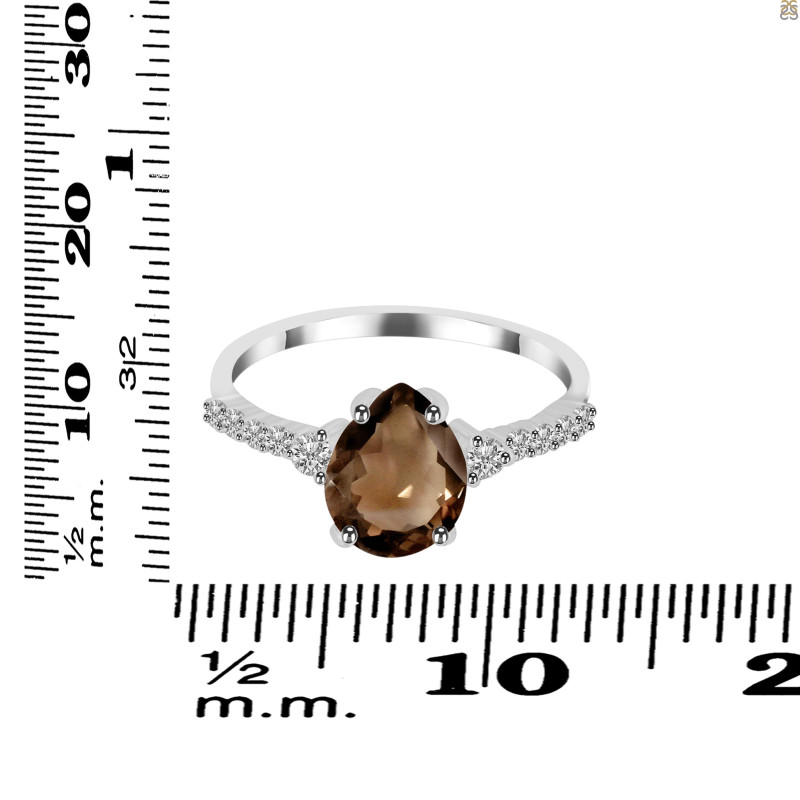 Smoky & White Topaz Ring SMY-RDR-3148.