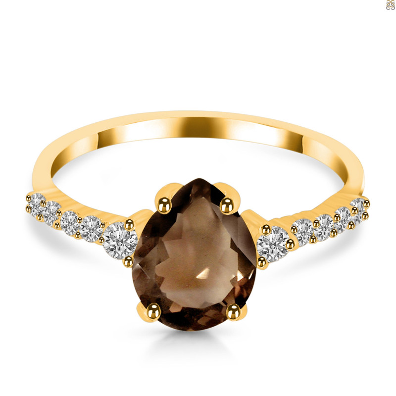 Smoky & White Topaz Ring SMY-RDR-3148.