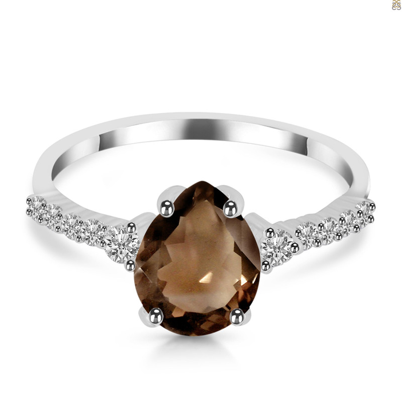 Smoky & White Topaz Ring SMY-RDR-3148.