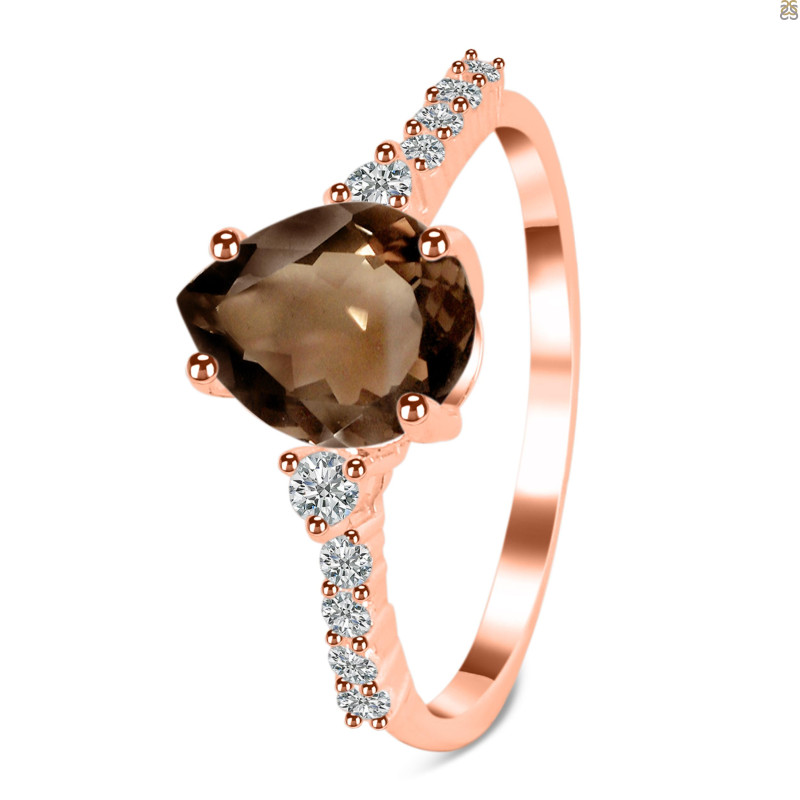 Smoky & White Topaz Ring SMY-RDR-3148.