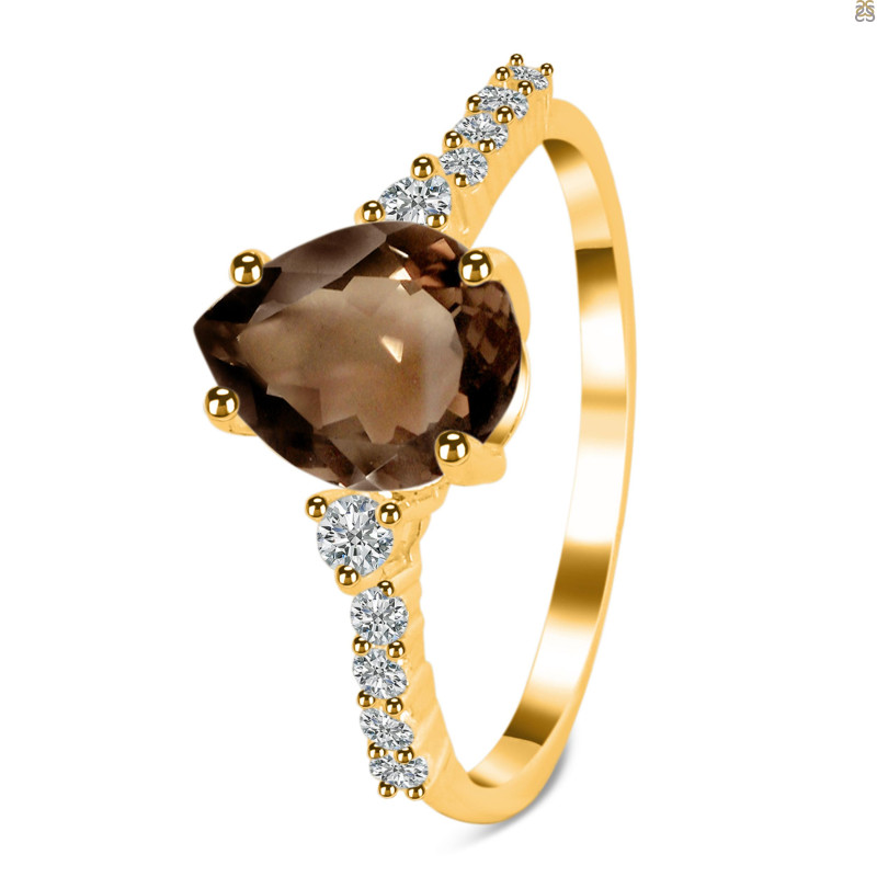 Smoky & White Topaz Ring SMY-RDR-3148.