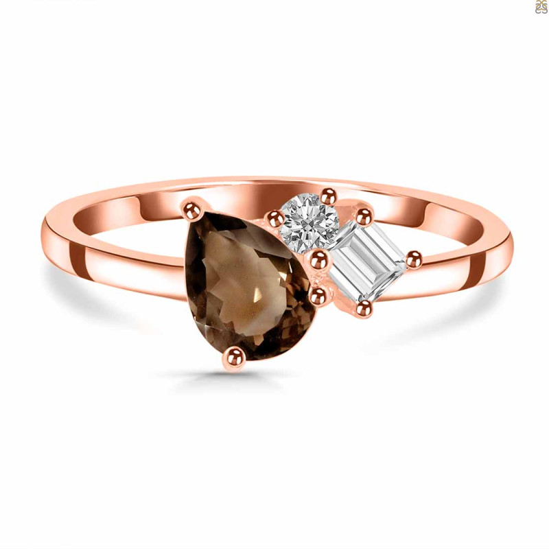 Smoky & White Topaz Ring SMY-RDR-3199.