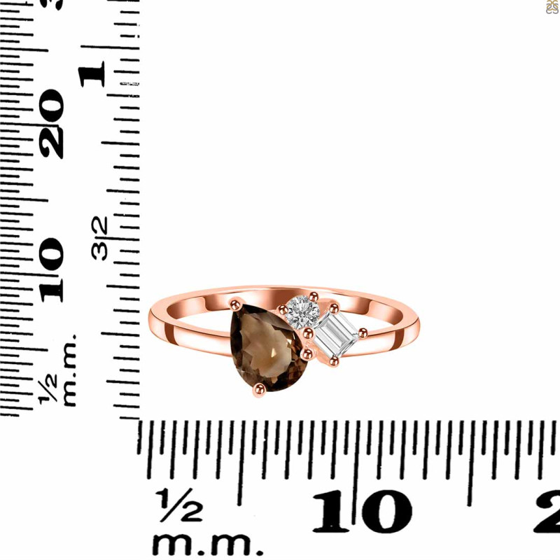 Smoky & White Topaz Ring SMY-RDR-3199.