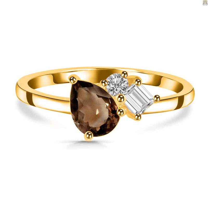 Smoky & White Topaz Ring SMY-RDR-3199.